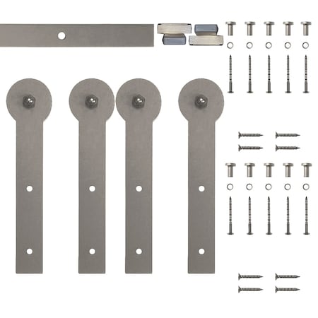 Quiet Glide Soft Close 72" Satin Nickel Round St Mini Double Barn Door Hardware NT.1310.09.SN-72-2-SC